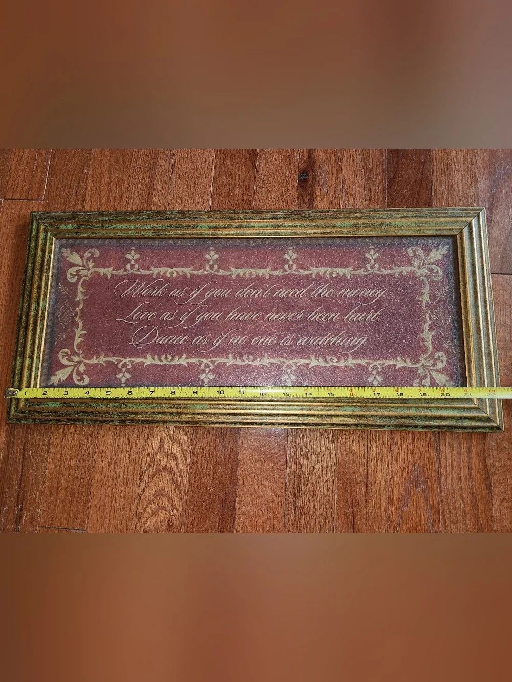 Framed Inspirational Wall Art in Burgundy and Gold